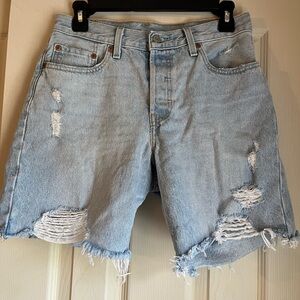 Levis Jean Shorts Women's 26 Blue 501 Button Fly Cut Off Distressed